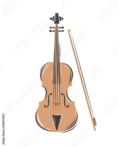 Violin icon. Music instrument on white background. Vector illustration.