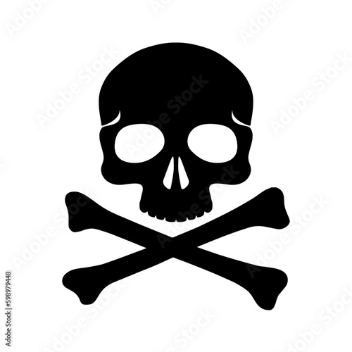 Crossbones, human skull, danger or poison flat vector icon for apps and websites