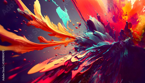 Colorful Paint Explosion - Abstract Background - Generative AI