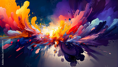 Colorful Paint Explosion - Abstract Background - Generative AI