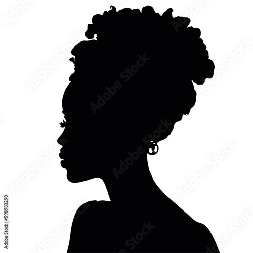Black woman silhouette vector illustration with isolated background