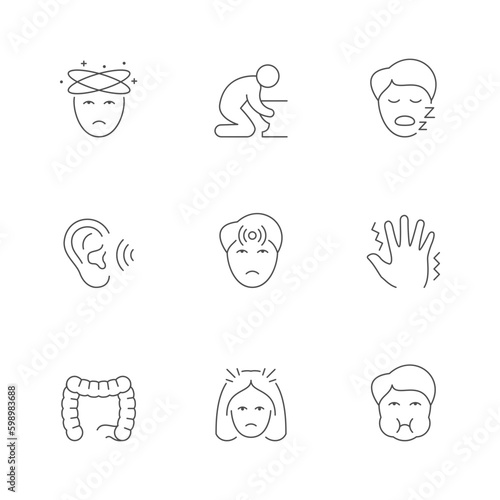 Set line icons of migraine