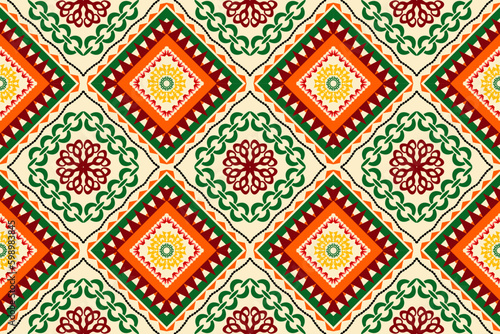 Ethnic Figure aztec embroidery style. Geometric ikat oriental traditional art pattern.Design for ethnic background,wallpaper,fashion,clothing,wrapping,fabric,element,sarong,graphic,vector illustration