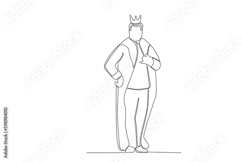 A king standing while posing. King one-line drawing