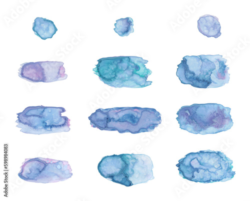 watercolor gouache splashes, brush strokes, swatches on transparent background, extracted, isolated, png file © genioatrapado