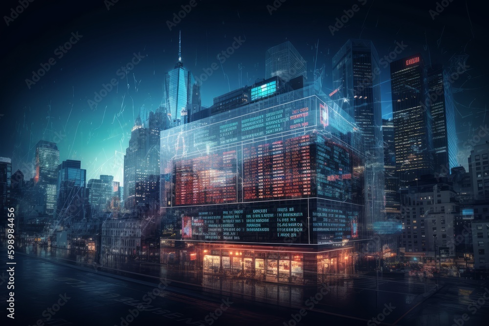 Stock Market Digital Display Created by AI Stock Market Digital Display Created by AI