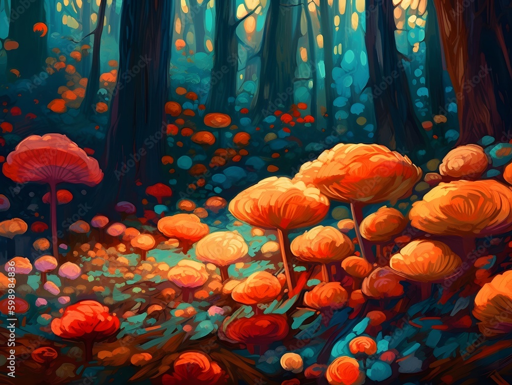Fotografie Stylized Lion's Mane Mushrooms