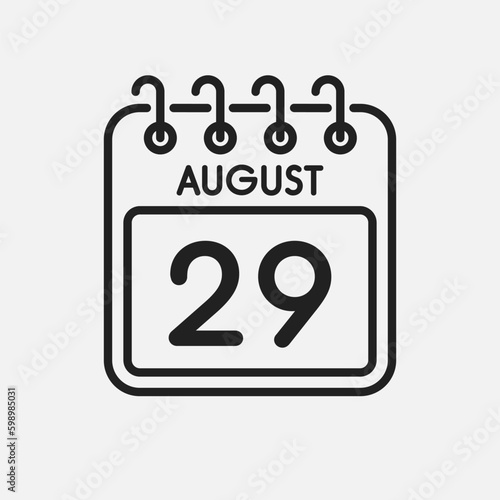 Icon page calendar day - 29 August