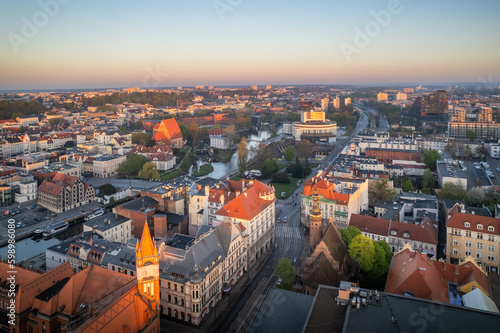 Aerial view of the center of Bydgoszcz.