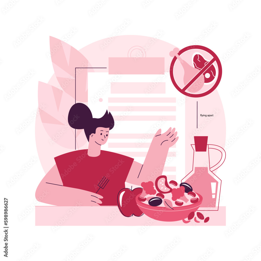 Vegan diet abstract concept vector illustration. Vegetables and fruits, whole grains, quality protein, healthy lifestyle, no meat, healthy fat, fresh salad, organic nutrients abstract metaphor. Vegan diet abstract concept vector illustration. Vegetables and fruits, whole grains, quality protein, healthy lifestyle, no meat, healthy fat, fresh salad, organic nutrients abstract metaphor.