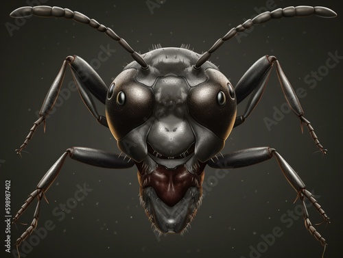 A realistic depiction of an ants. Generated with AI Technology