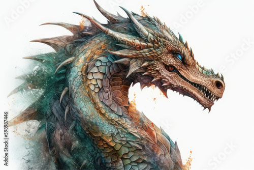 Realistic dragon drawing.