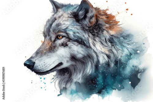 Realistic drawing wolf.