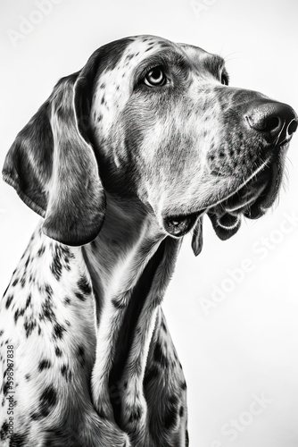 Black and white portrait of Bracco Italiano dog. Generative AI photo