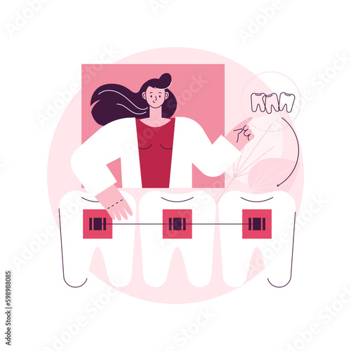 Orthodontic services abstract concept vector illustration. Orthodontic clinic department, family dentistry, dental appliance, oral hygiene, teeth center, stomatology service abstract metaphor.