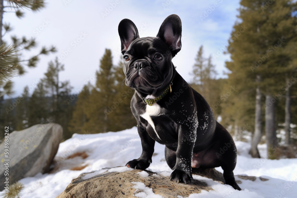 French Bulldog. Portrait of a French Bulldog dog. generative ai. Dog portrait, black french bulldog