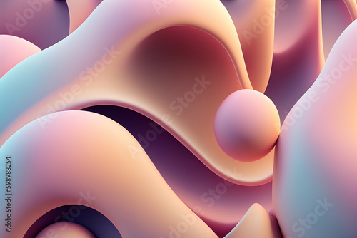 Generative AI illustration of abstract background with wavy patterns and geometric circle shape