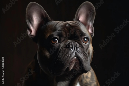French Bulldog. Portrait of a French Bulldog dog. generative ai. Dog portrait, black french bulldog © Zakaria