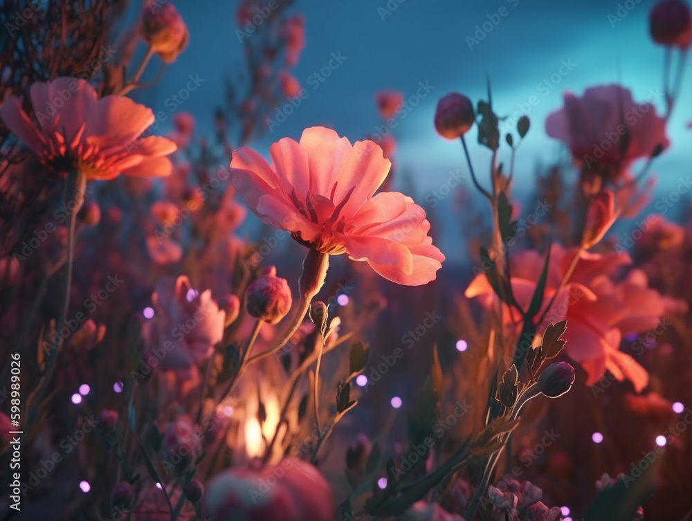 Spring Flower Natural Background Illustration AI Generative	