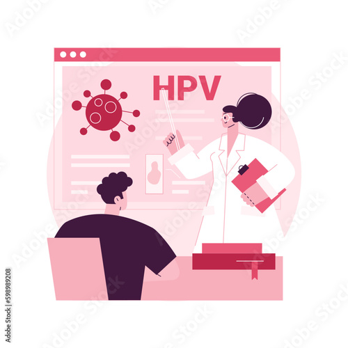 HPV education programs abstract concept vector illustration. HPV awareness programs, human papillomavirus explained, health education, online consultation, virus information abstract metaphor.