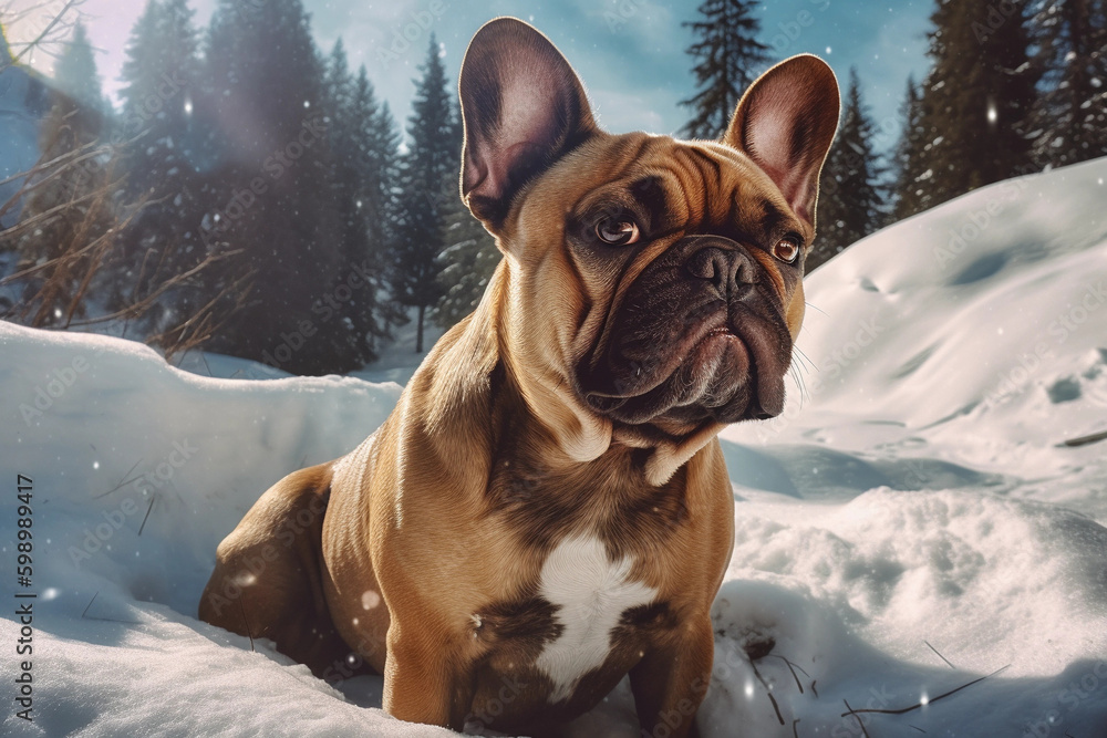 French Bulldog. Portrait of a French Bulldog dog. generative ai. Dog portrait brown french bulldog