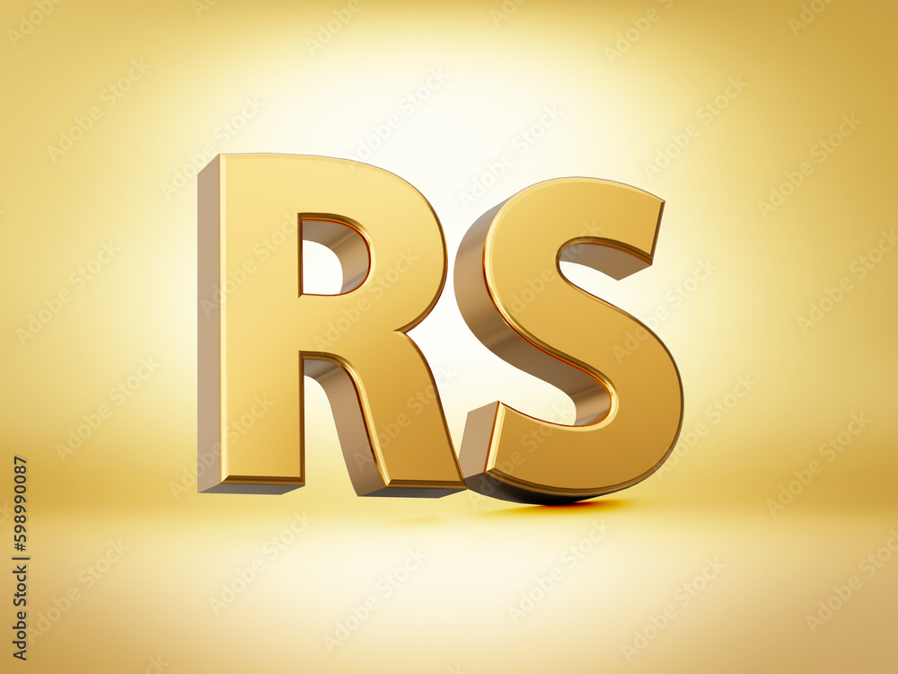 3d Golden Shiny Pakistani Rupee Currency Symbol Rs Isolated On Golden Background, 3d illustration 3d Golden Shiny Pakistani Rupee Currency Symbol Rs Isolated On Golden Background, 3d illustration