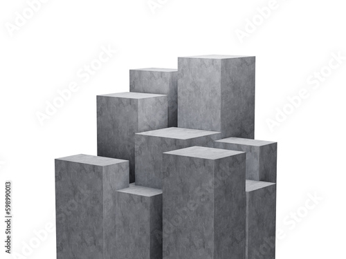 3d Nine Grey Empty Concrete Podium Isolated On White Background  3d illustration