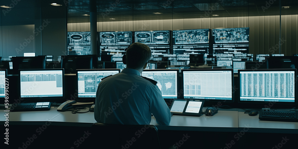 safety control room with many screens safety control room with many screens
