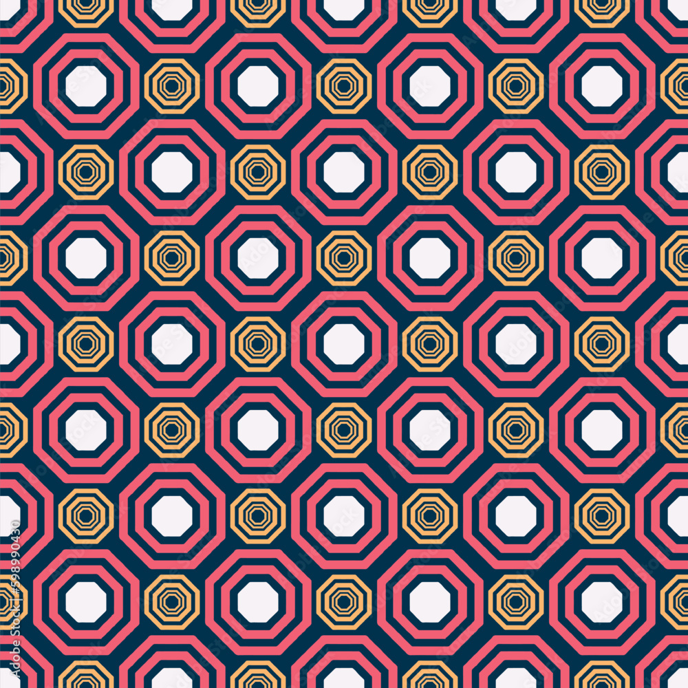 Vintage pencil end seamless multi colours pattern geometric shapes in old style.Can be used for web,print and book design, home decor,fashion textile, wallpaper.red 
 diamond with dark background.