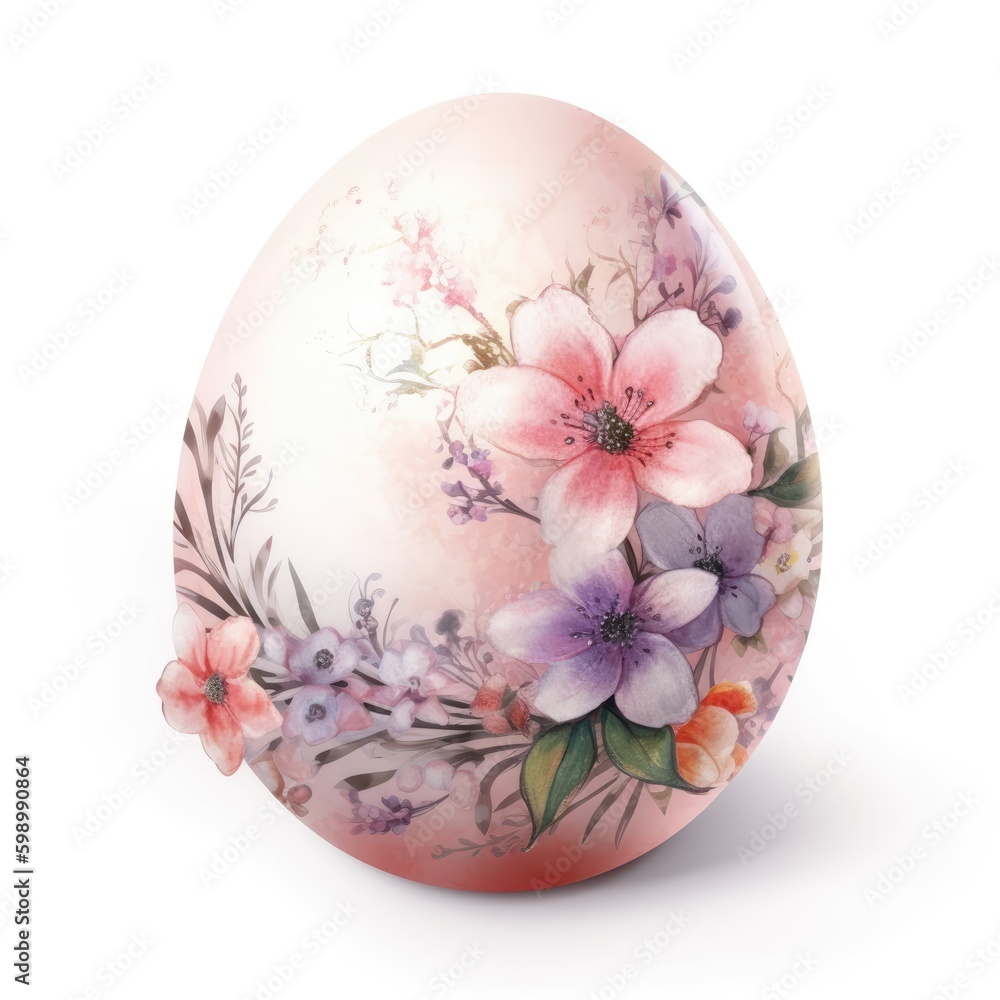 Watercolor Easter egg with flowers. Watercolor Easter egg with flowers.