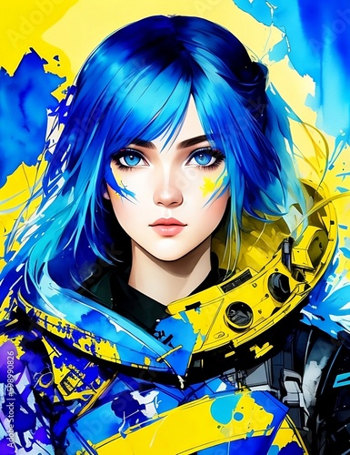 Girl-warrior Ukraine. (Created with Generative AI technology)