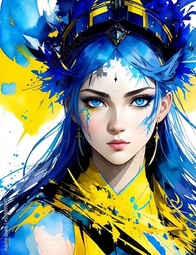 Girl-warrior Ukraine. (Created with Generative AI technology)