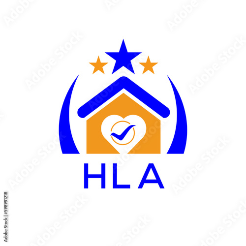 HLA House logo Letter logo and star icon. Blue vector image on white background. KJG house Monogram home logo picture design and best business icon. 
