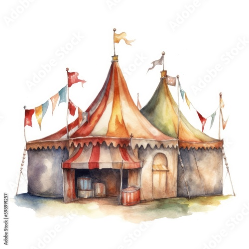 Watercolor circus tent.