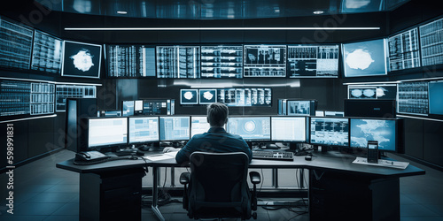 safety control room with many screens