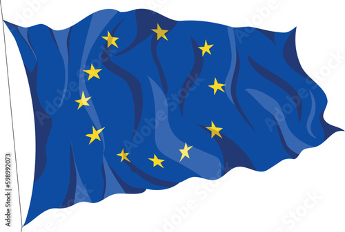 EU Europe Union waving silk flag  vector. Patriotic background 