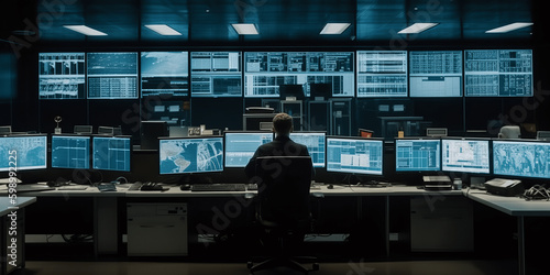 safety control room with many screens