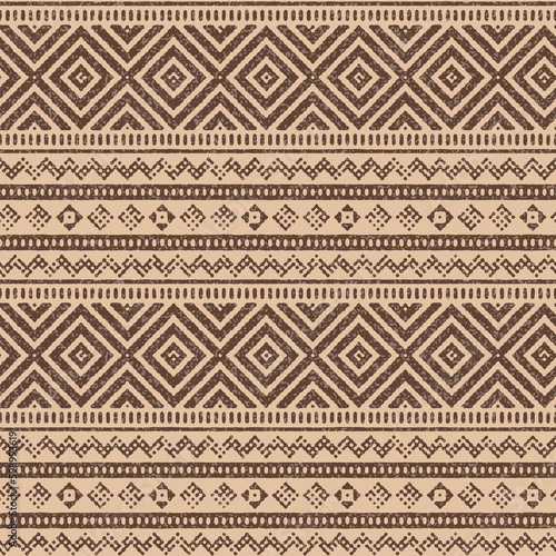 seamless brown Geometric abstraction border texture background pattern design.textile, traditional border,Vintage ethnic background.brown Geometric kilim ikat with grunge texture brown background.