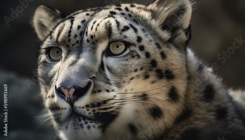 Spotted big cat staring, beauty in nature generative AI
