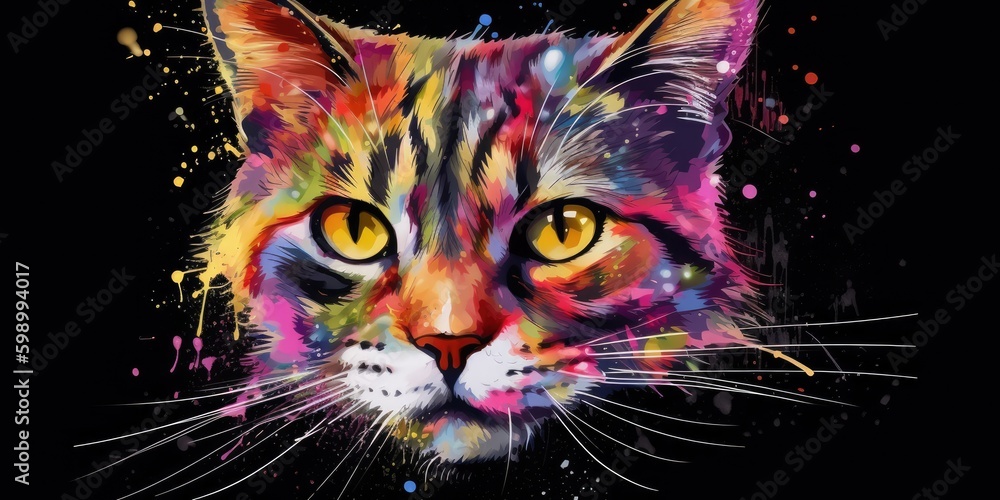 colorful paisley background of a cat Generative AI colorful paisley background of a cat Generative AI