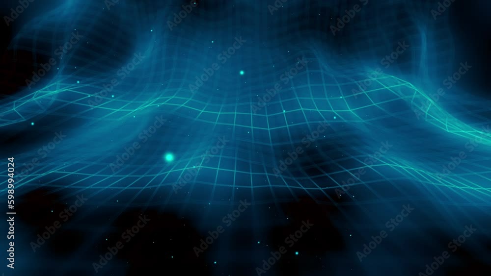 Geometric grid in three dimension space blue lights  Generative AI