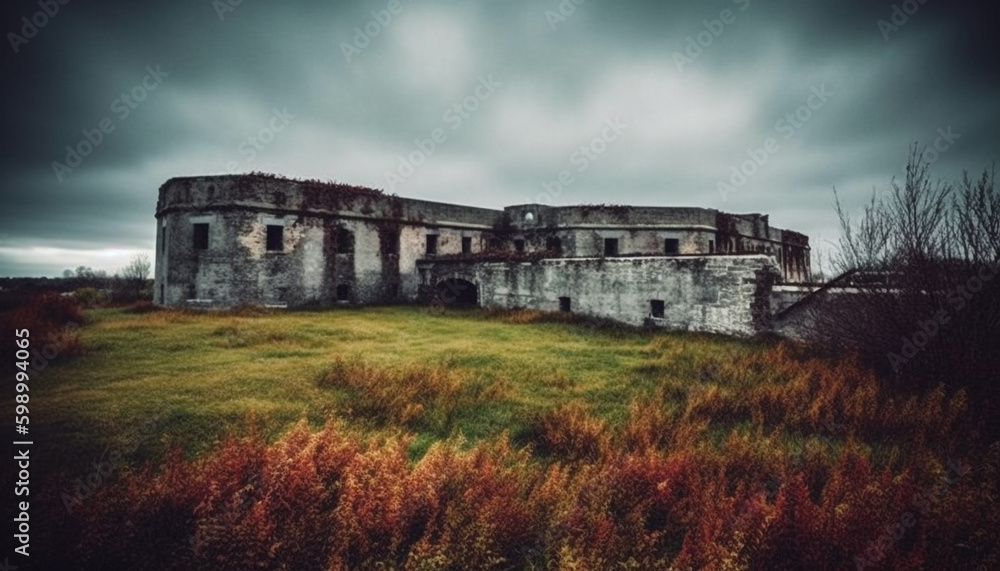 Spooky old ruin, ancient and weathered generative AI Spooky old ruin, ancient and weathered generative AI