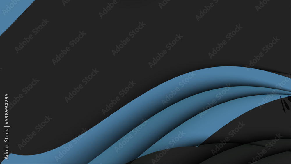 Fototapeta premium Black abstract diagonal overlap layers background with blue line decoration
