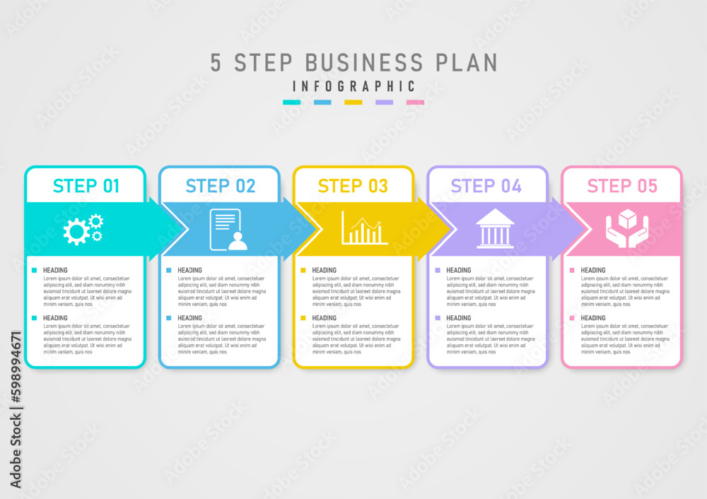 modern infographic template 5 steps success business plan square white with multi colored arrows and center icons gray gradient background design for marketing, finance, product, project modern infographic template 5 steps success business plan square white with multi colored arrows and center icons gray gradient background design for marketing, finance, product, project