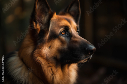 German shepherd. Portrait of a german shepherd dog. generative ai. Dog portrait
