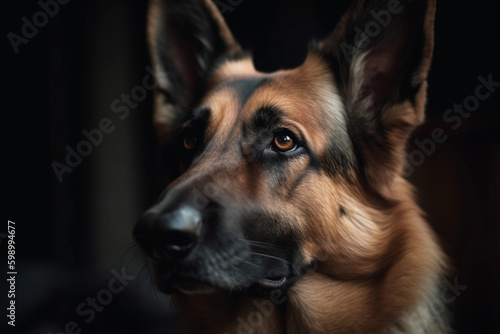 German shepherd. Portrait of a german shepherd dog. generative ai. Dog portrait