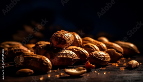 Hazelnut, almond, pecan, and walnut heap generative AI