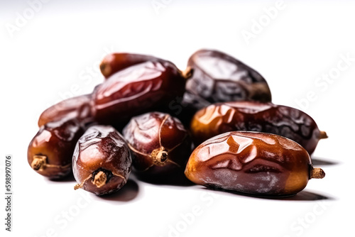 Dried dates isolated on white background. Isolate. Ai generated