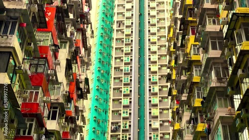 Huge Apartament buildings in Honk-Kong Generative AI photo