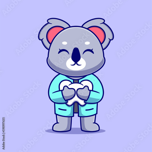 Photography Cute dentist koala Cartoon Vector Icon Illustration